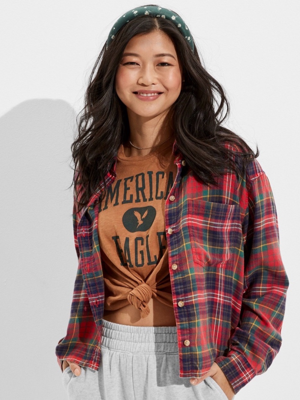 American Eagle Cozy Cabin Cropped Flannel